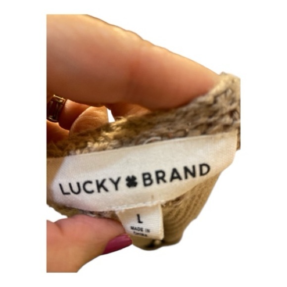 NWOT Lucky Brand V-Neck Sweater in Tan - Picture 3 of 3
